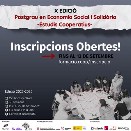 10a edició del Postgrau ESS-Estudis Cooperatius | Cooperativa autogestionària