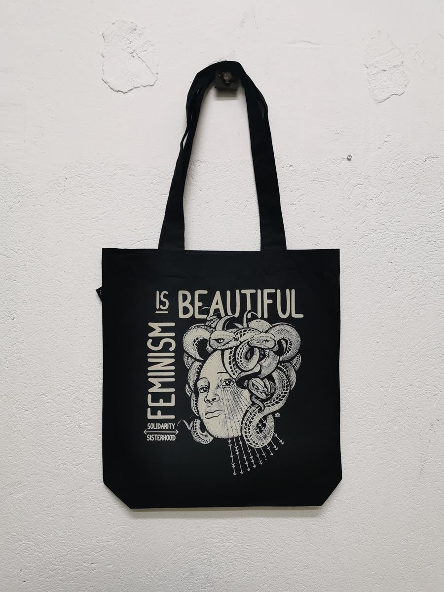 Feminism is beautiful - BOSSA TOTE - Eco Fair - Negra | Alhama Molina