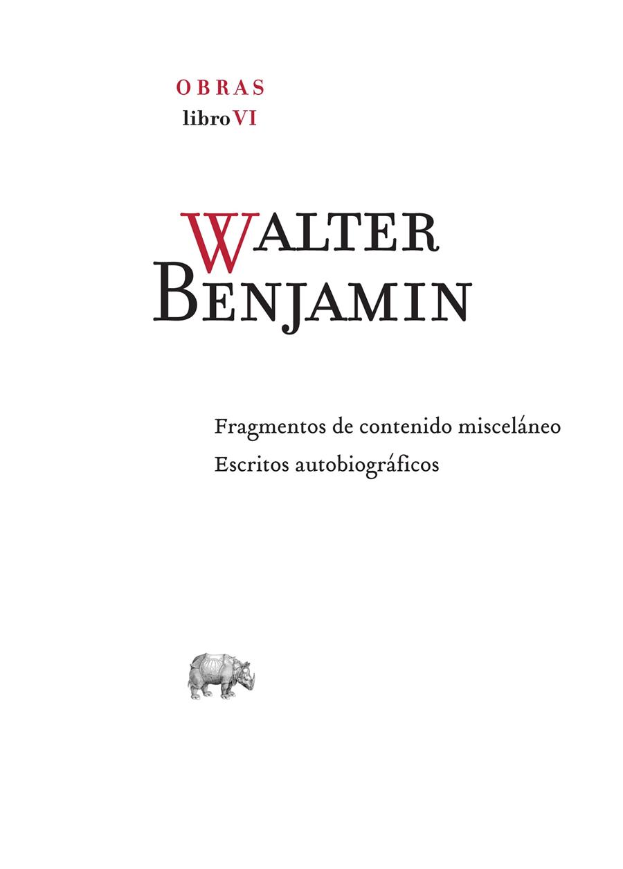 Obra completa. Libro VI | Benjamin, Walter | Cooperativa autogestionària