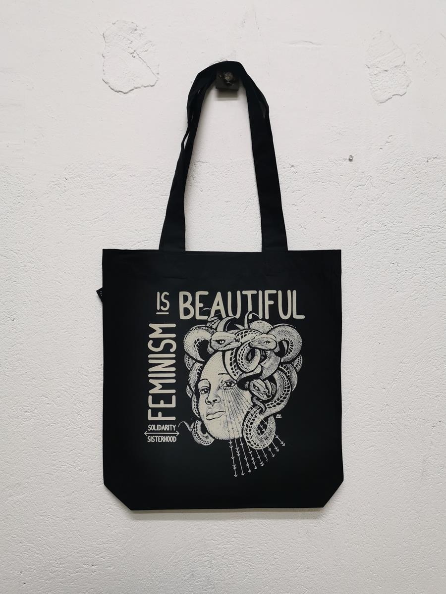 Feminism is beautiful - BOSSA TOTE - Eco Fair - Negra | Alhama Molina | Cooperativa autogestionària