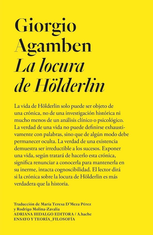 La locura de Hölderlin | Agamben, Giorgio | Cooperativa autogestionària