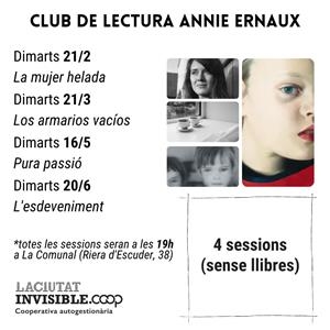 Club de lectura - ERNAUX - 4 sessions | La Ciutat invisible | Cooperativa autogestionària