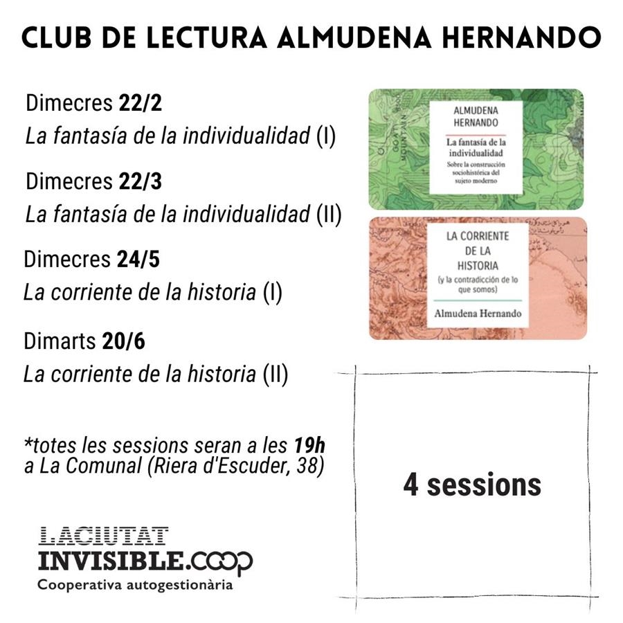 Club de lectura - ALMUDENA HERNANDO (4 sessions) | La Ciutat invisible | Cooperativa autogestionària