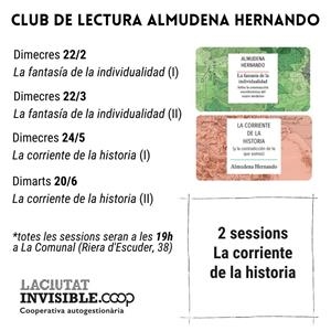 Club de lectura - ALMUDENA HERNANDO - 2 sessions La corriente de la historia | La Ciutat invisible | Cooperativa autogestionària