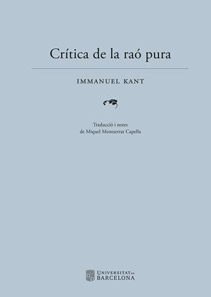Crítica de la raó pura | Kant, Immanuel | Cooperativa autogestionària