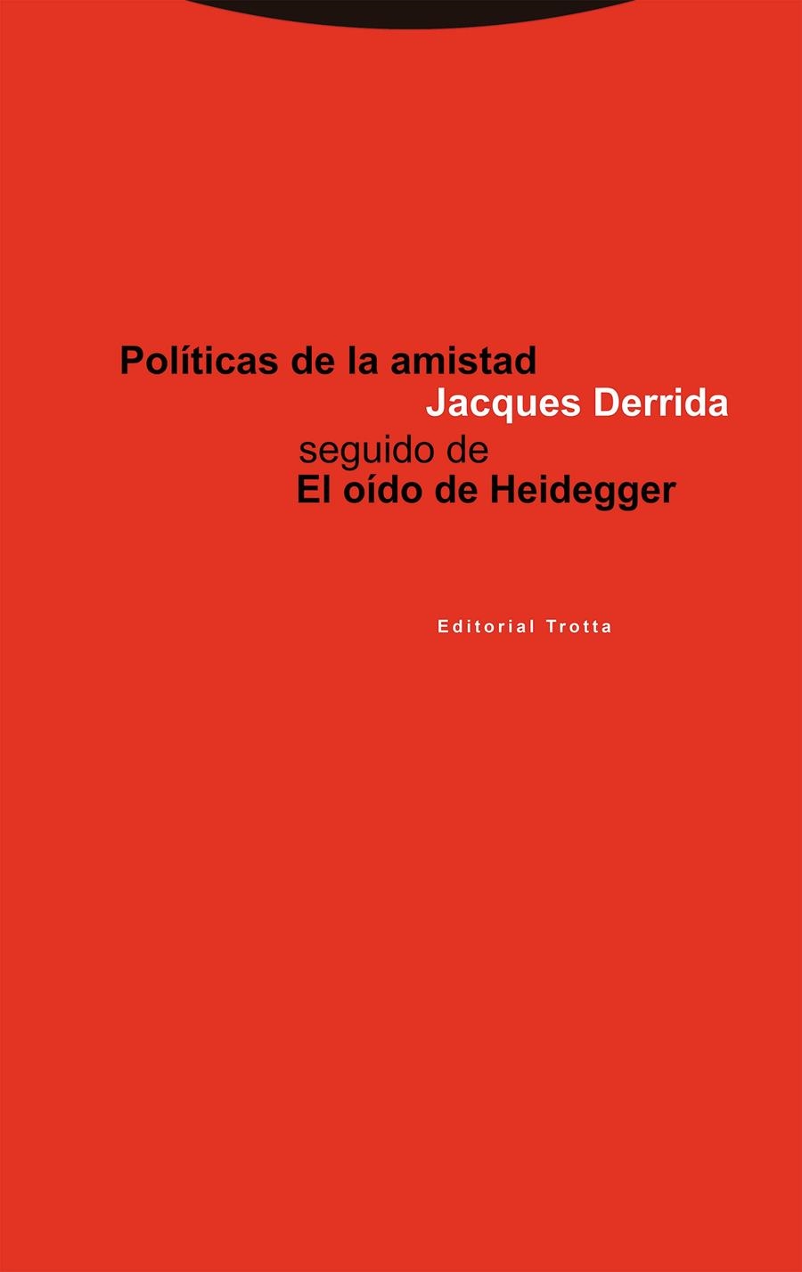 Políticas de la amistad seguido de El oído de Heidegger | Derrida, Jacques | Cooperativa autogestionària