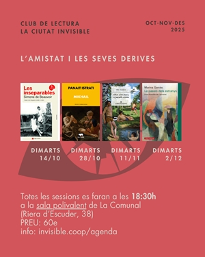 Club de lectura - AMISTAT - 4 sessions | La Ciutat Invisible | Cooperativa autogestionària
