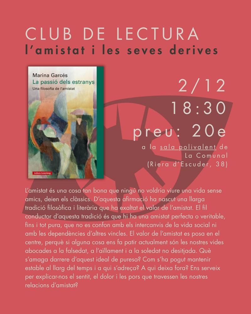 Club de lectura - AMISTAT - Sessió La passió dels estranys | La Ciutat Invisible | Cooperativa autogestionària