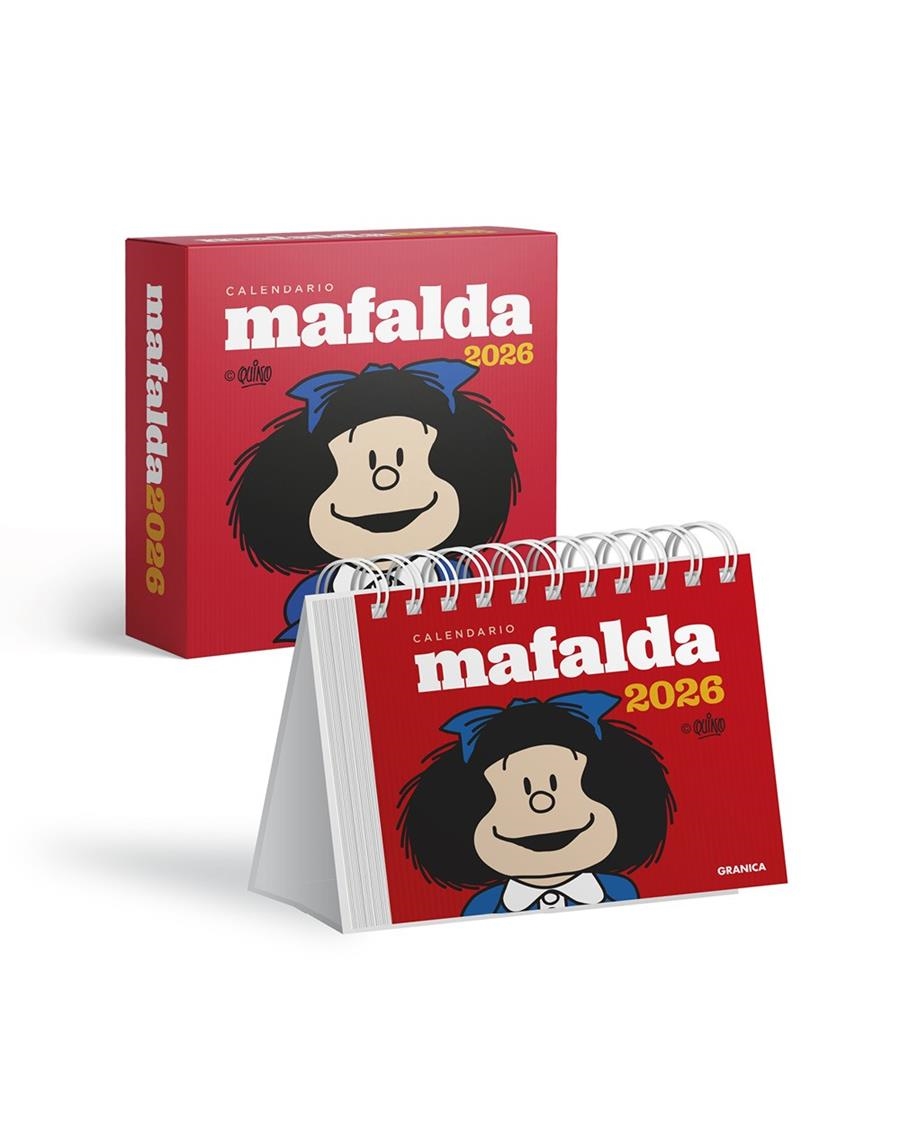 Mafalda 2026, Calendario Escritorio Rojo CON CAJA | Quino | Cooperativa autogestionària