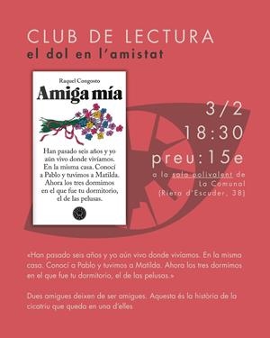 Club de lectura - DOL I AMISTAT - Sessió AMIGA MÍA | La Ciutat Invisible | Cooperativa autogestionària