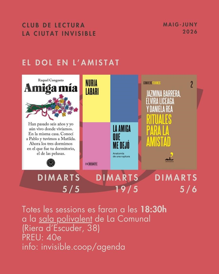 Club de lectura - DOL I AMISTAT - 3 sessions (maig-juny 2026) | La Ciutat Invisible | Cooperativa autogestionària