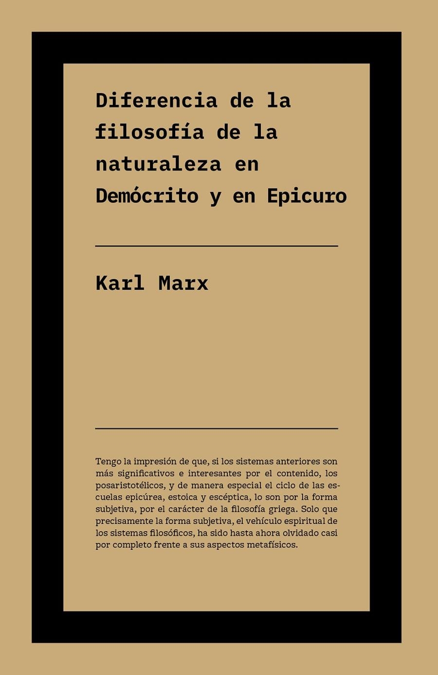 Diferencia entre la filosofía de la naturaleza en Demócrito y en Epicuro | Marx, Karl | Cooperativa autogestionària